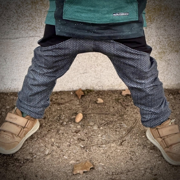 Ep - Fischgrät Denim/Jeansoptik - " Schwarz " - Bio French Terry